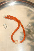 Carnelian and Baroque Pearl Beaded Necklace