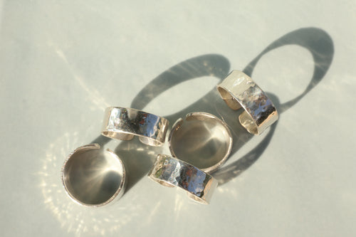 Hammered Band Silver Toe Ring