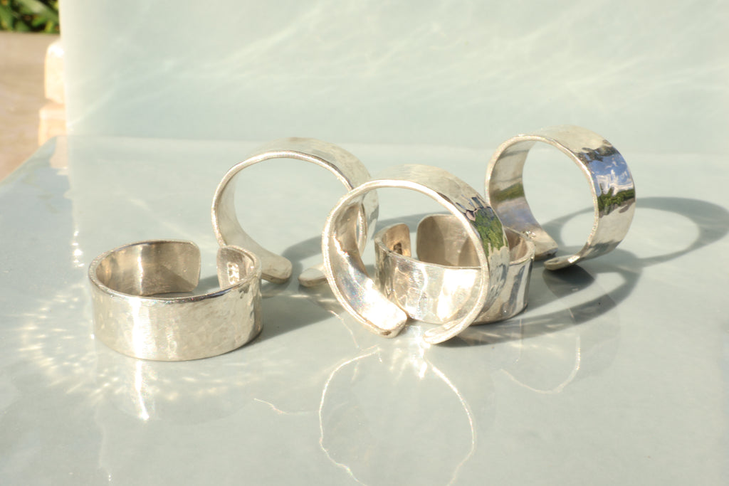 Hammered Band Silver Toe Ring