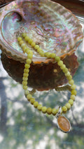 Jade Beaded Necklace with Yellow Agate Pendant