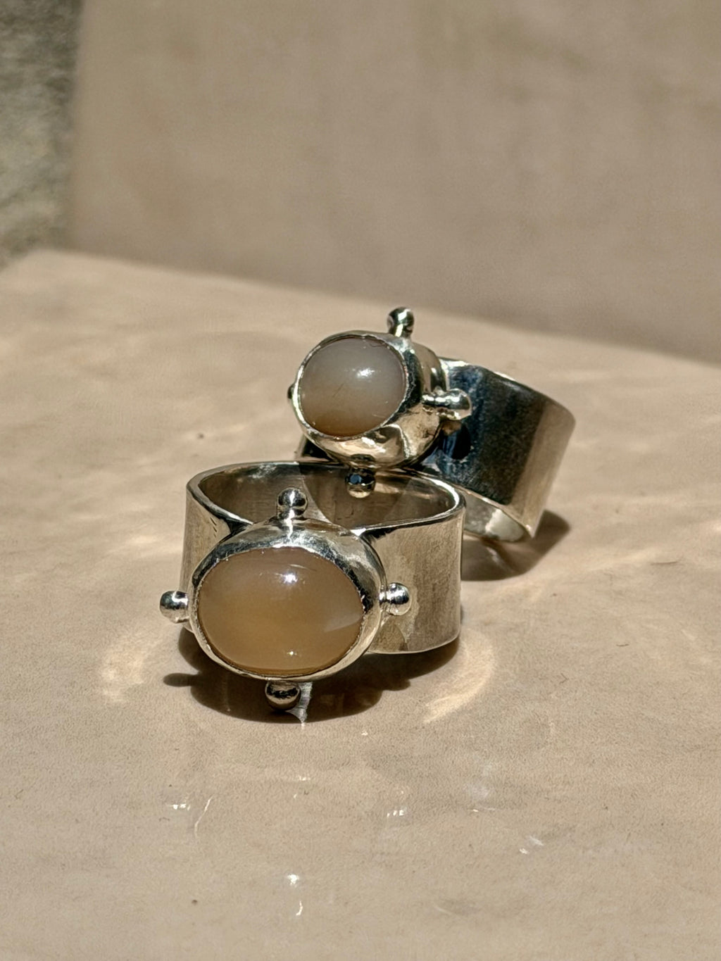 Peach Moonstone Compass Ring