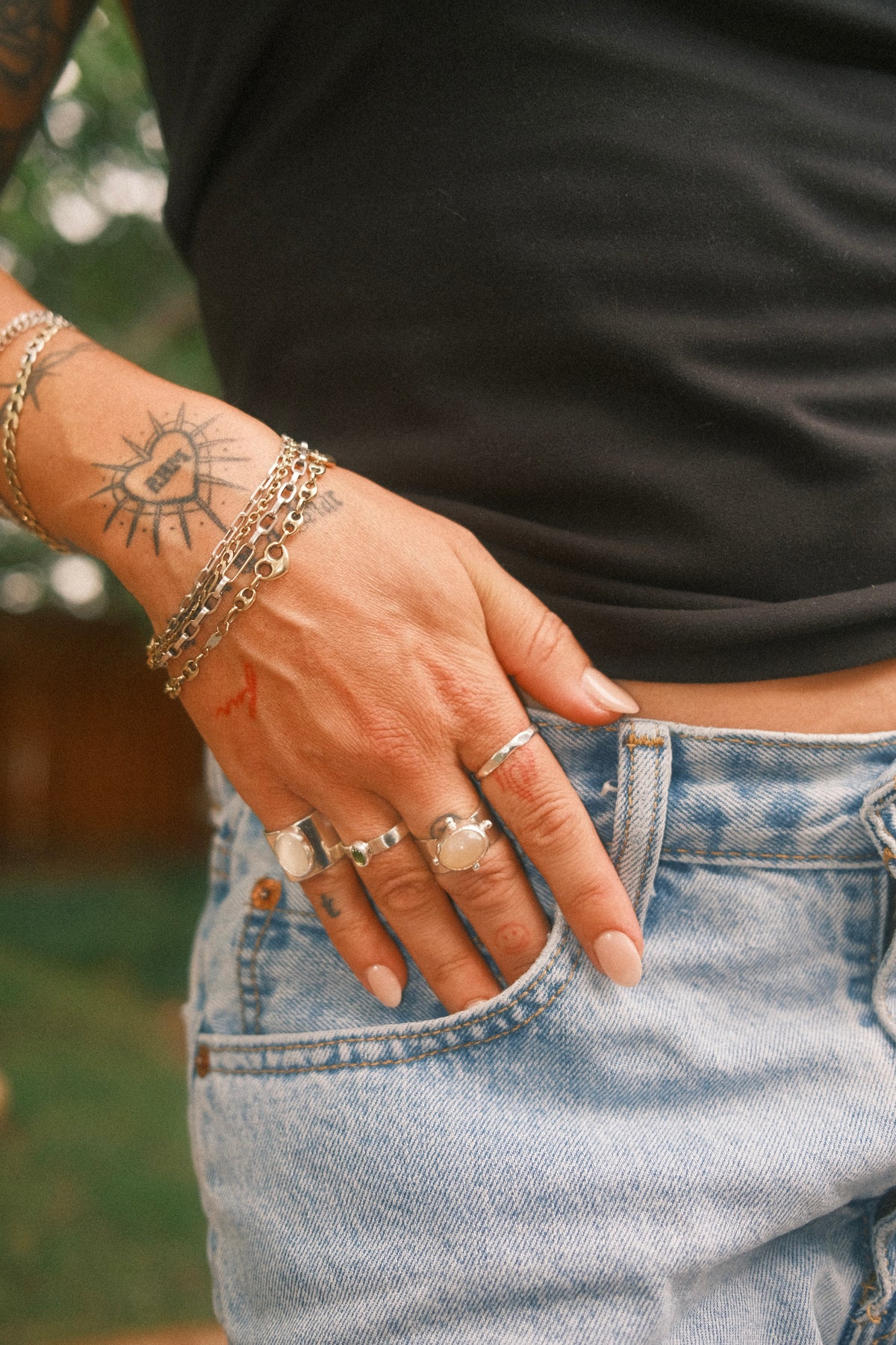 Peach Moonstone Compass Ring